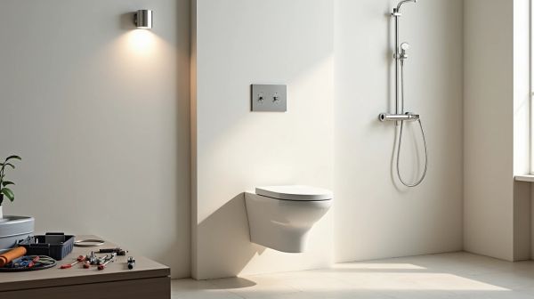 Installer une douchette près d'un WC suspendu